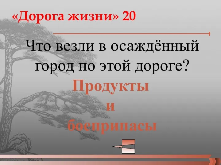 Что везли в осаждённый город по этой дороге? «Дорога жизни» 20 Продукты и боеприпасы