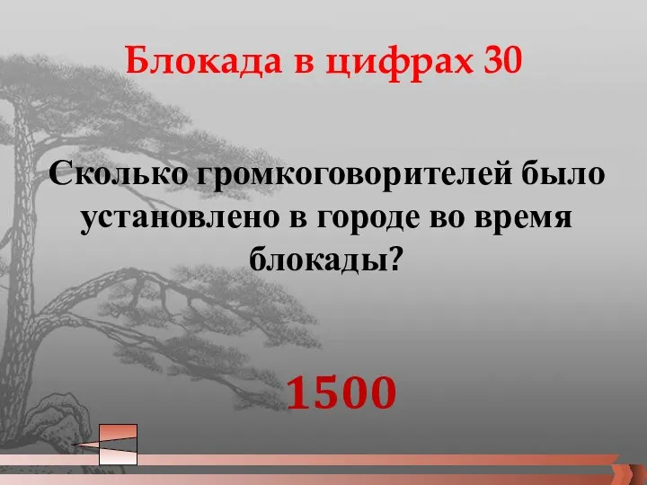 Блокада в цифрах 30 Сколько громкоговорителей было установлено в городе во время блокады? 1500