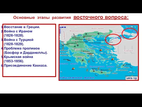 Основные этапы развития восточного вопроса: Восстание в Греции. Война с