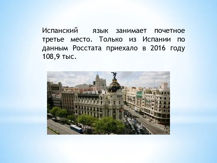 Испанский язык занимает почетное третье место. Только из Испании по