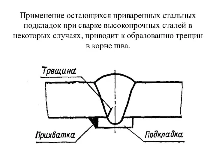 Применение остающихся приваренных стальных подкладок при сварке высокопрочных сталей в некоторых случаях, приводит
