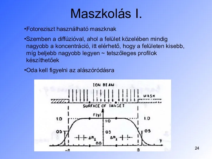 Maszkolás I. Fotoreziszt használható maszknak Szemben a diffúzióval, ahol a