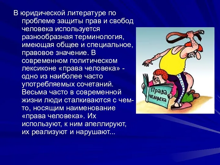 В юридической литературе по проблеме защиты прав и свобод человека