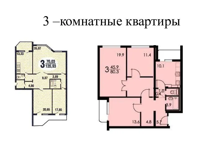 3 –комнатные квартиры