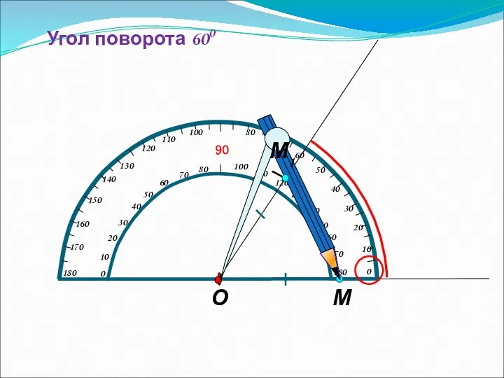 Угол поворота 600 М О М1