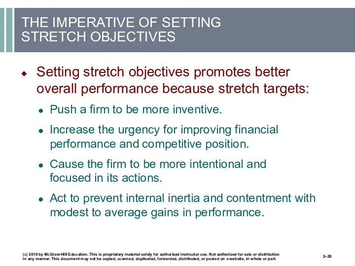 THE IMPERATIVE OF SETTING STRETCH OBJECTIVES Setting stretch objectives promotes