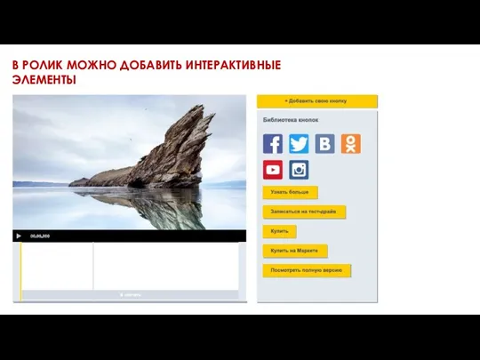 В РОЛИК МОЖНО ДОБАВИТЬ ИНТЕРАКТИВНЫЕ ЭЛЕМЕНТЫ