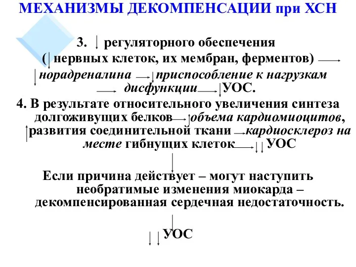 МЕХАНИЗМЫ ДЕКОМПЕНСАЦИИ при ХСН регуляторного обеспечения ( нервных клеток, их