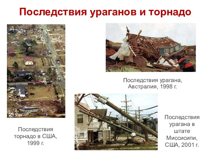 Последствия ураганов и торнадо Последствия торнадо в США, 1999 г.