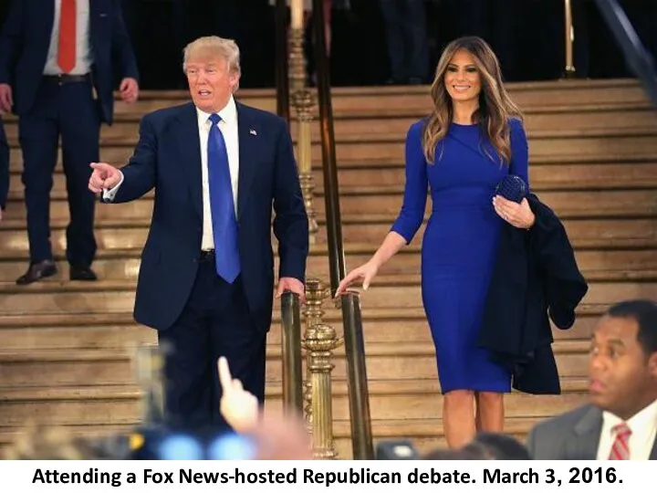 Attending a Fox News-hosted Republican debate. March 3, 2016.