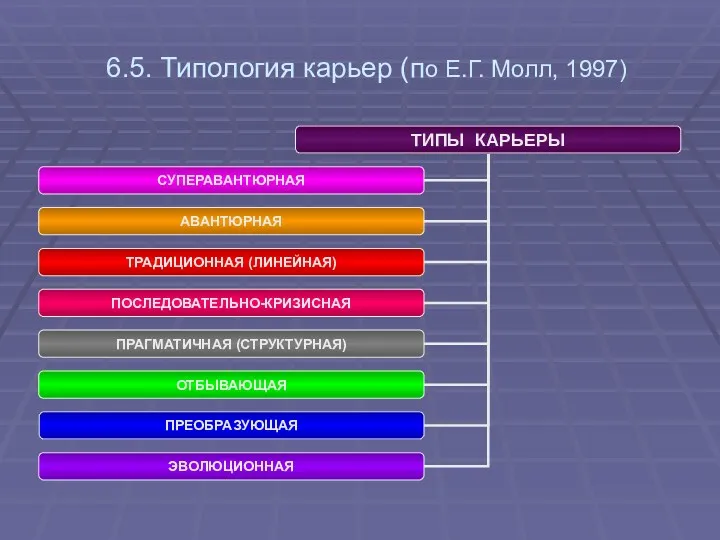 6.5. Типология карьер (по Е.Г. Молл, 1997)