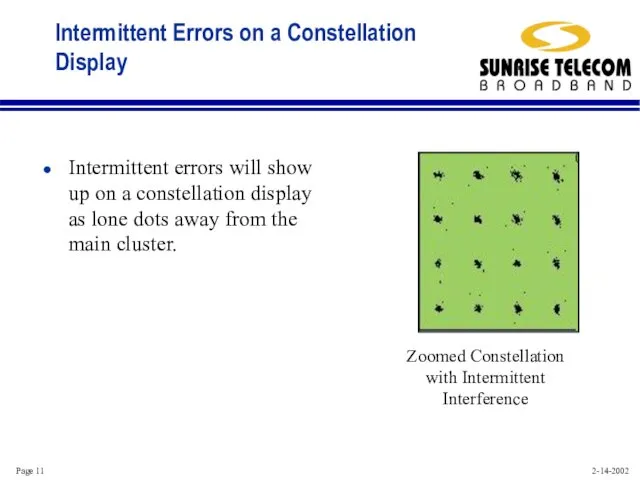 Intermittent Errors on a Constellation Display Intermittent errors will show