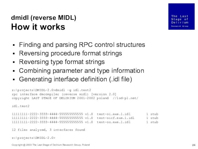 Finding and parsing RPC control structures Reversing procedure format strings