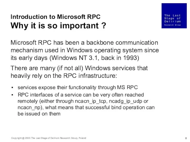 Introduction to Microsoft RPC Why it is so important ?