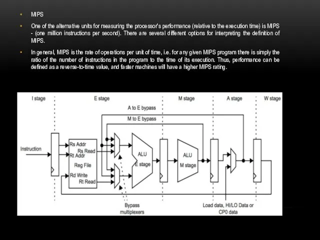 MIPS One of the alternative units for measuring the processor's