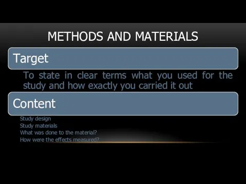 METHODS AND MATERIALS