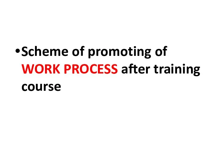 Scheme of promoting of WORK PROCESS after training course
