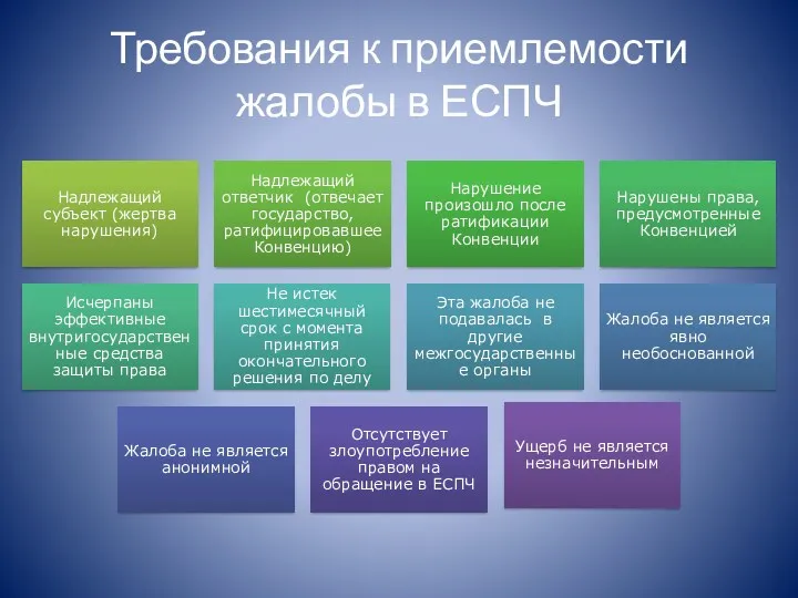 Требования к приемлемости жалобы в ЕСПЧ