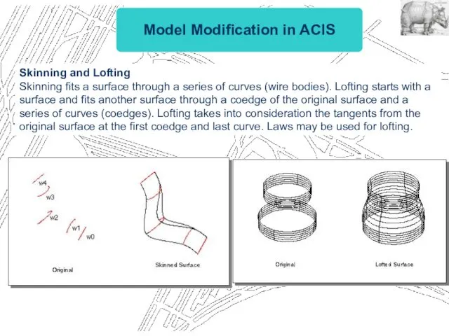 Model Modification in ACIS Skinning and Lofting Skinning fits a