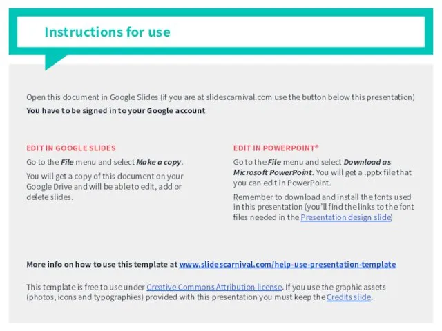 Instructions for use Open this document in Google Slides (if you are at