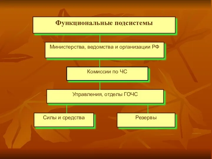 Функциональные подсистемы Министерства, ведомства и организации РФ Комиссии по ЧС