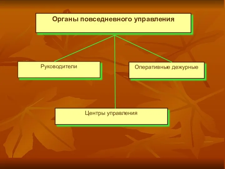 Органы повседневного управления Руководители Оперативные дежурные Центры управления