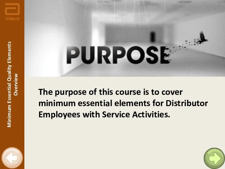 Minimum Essential Quality Elements Overview The purpose of this course