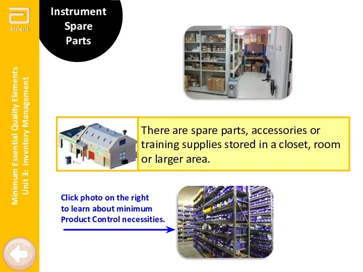 Minimum Essential Quality Elements Unit 3: Inventory Management Instrument Spare