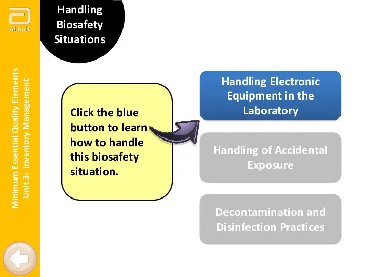 Handling Biosafety Situations Click the blue button to learn how