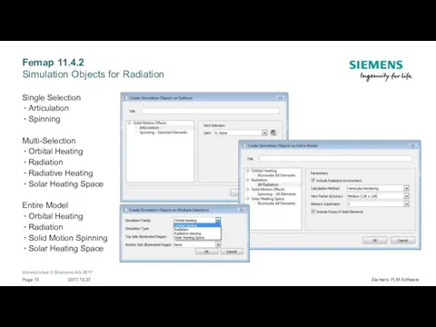 Femap 11.4.2 Simulation Objects for Radiation Single Selection Articulation Spinning