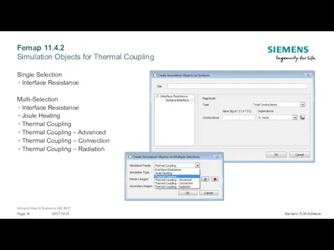 Femap 11.4.2 Simulation Objects for Thermal Coupling Single Selection Interface