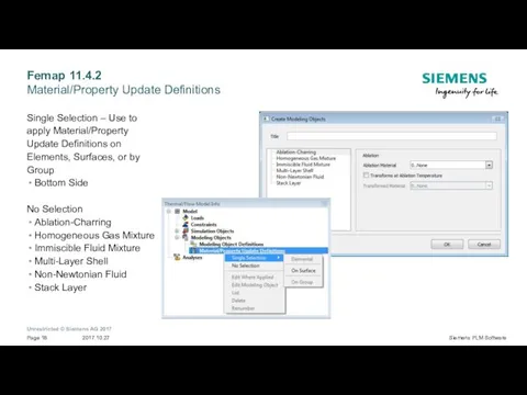 Femap 11.4.2 Material/Property Update Definitions Single Selection – Use to