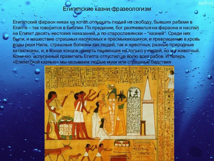 Египетские казни фразеологизм Египетский фараон никак не хотел отпускать людей