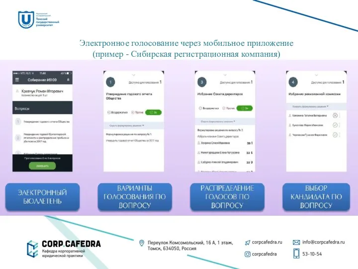 Электронное голосование через мобильное приложение (пример - Сибирская регистрационная компания)