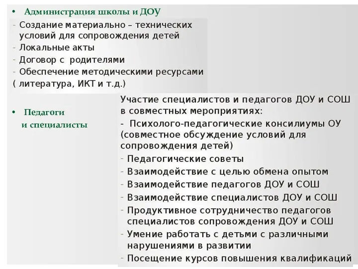 Администрация школы и ДОУ Педагоги и специалисты