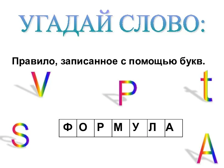 УГАДАЙ СЛОВО: Правило, записанное с помощью букв. S t P