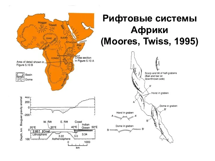 Рифтовые системы Африки (Moores, Twiss, 1995)