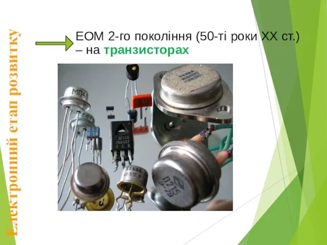 Електронний етап розвитку ЕОМ 2-го покоління (50-ті роки XX ст.) – на транзисторах