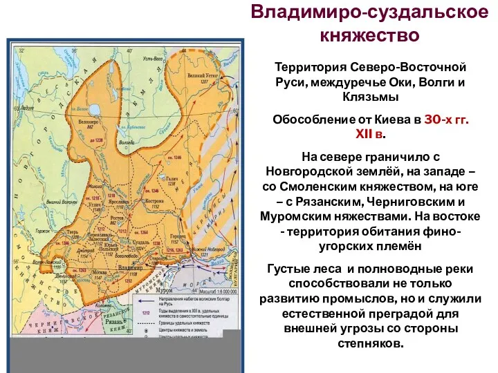 Владимиро-суздальское княжество Территория Северо-Восточной Руси, междуречье Оки, Волги и Клязьмы