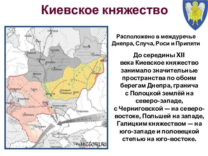 Киевское княжество Расположено в междуречье Днепра, Случа, Роси и Припяти