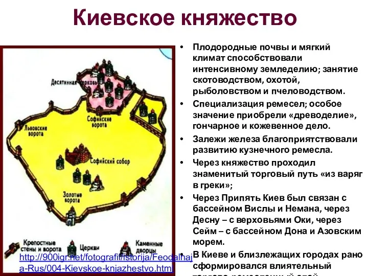 Киевское княжество Плодородные почвы и мягкий климат способствовали интенсивному земледелию;