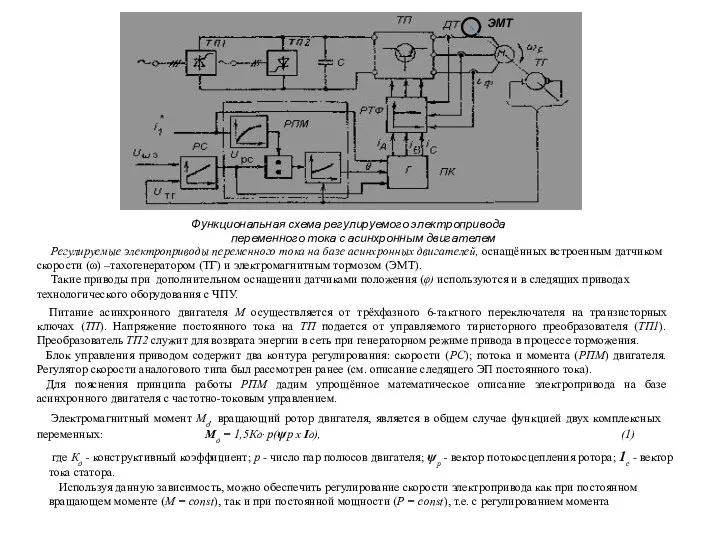 Функциональная схема регулируемого электропривода переменного тока с асинхронным двигателем Регулируемые электроприводы переменного тока
