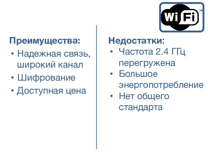 Преимущества: Надежная связь, широкий канал Шифрование Доступная цена Недостатки: Частота 2.4 ГГц перегружена