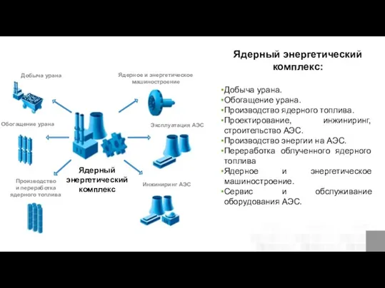 Ядерный энергетический комплекс: Добыча урана. Обогащение урана. Производство ядерного топлива.