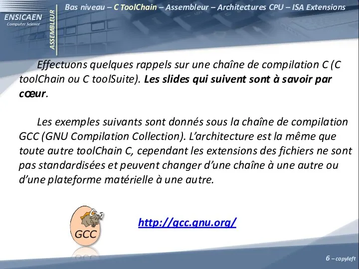 ASSEMBLEUR Effectuons quelques rappels sur une chaîne de compilation C (C toolChain ou