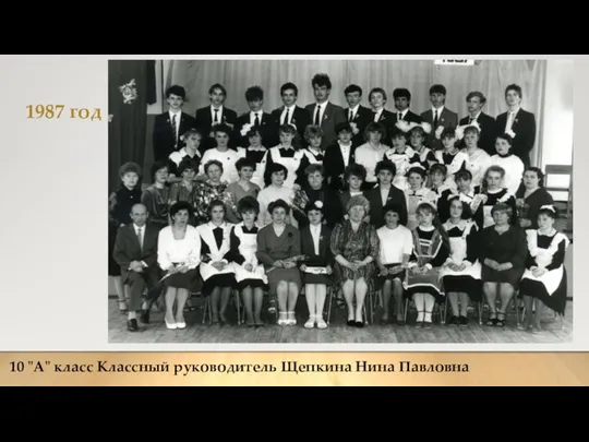 1987 год 10 "А" класс Классный руководитель Щепкина Нина Павловна