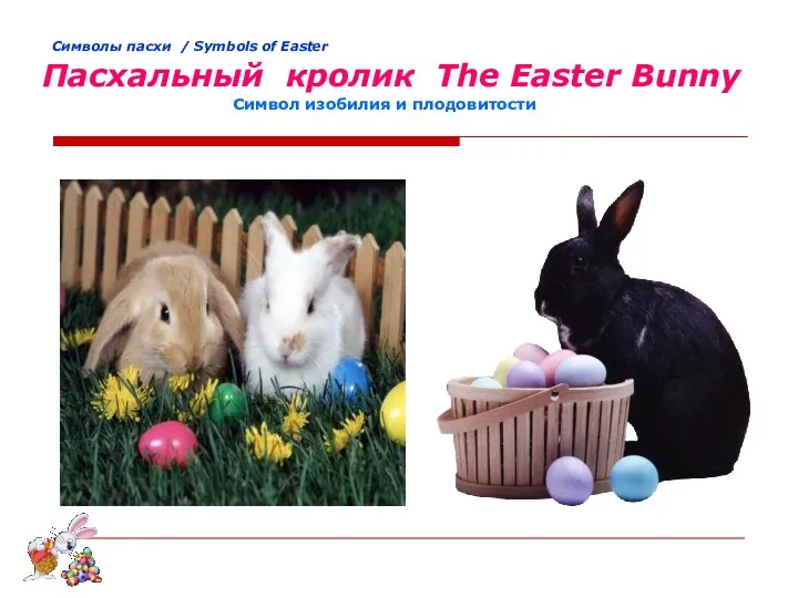 Cимволы пасхи / Symbols of Easter Пасхальный кролик The Easter Bunny Символ изобилия и плодовитости
