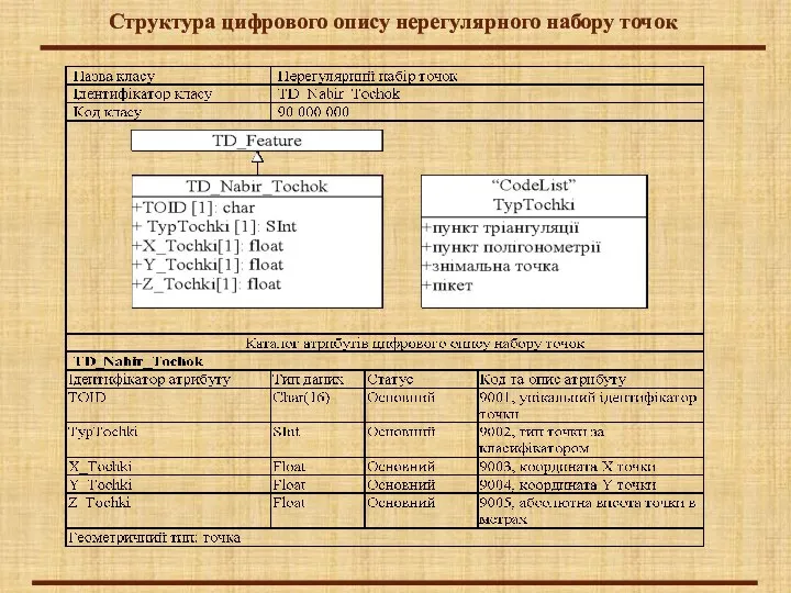 Структура цифрового опису нерегулярного набору точок