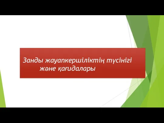 Занды жауапкершіліктің түсінігі және қағидалары