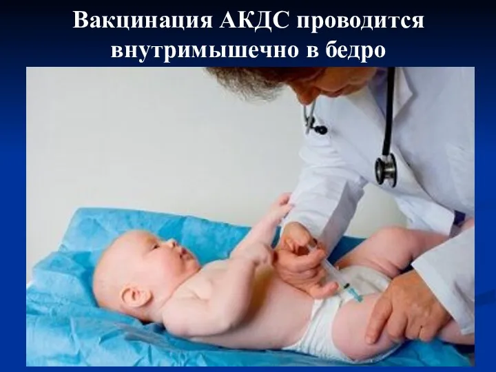 Вакцинация АКДС проводится внутримышечно в бедро